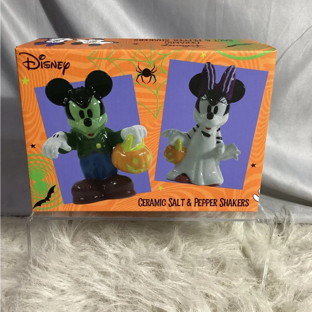 Disney Ceramic Mickey & Minnie Mouse Halloween Frankenstein Salt & Pepper Shaker
